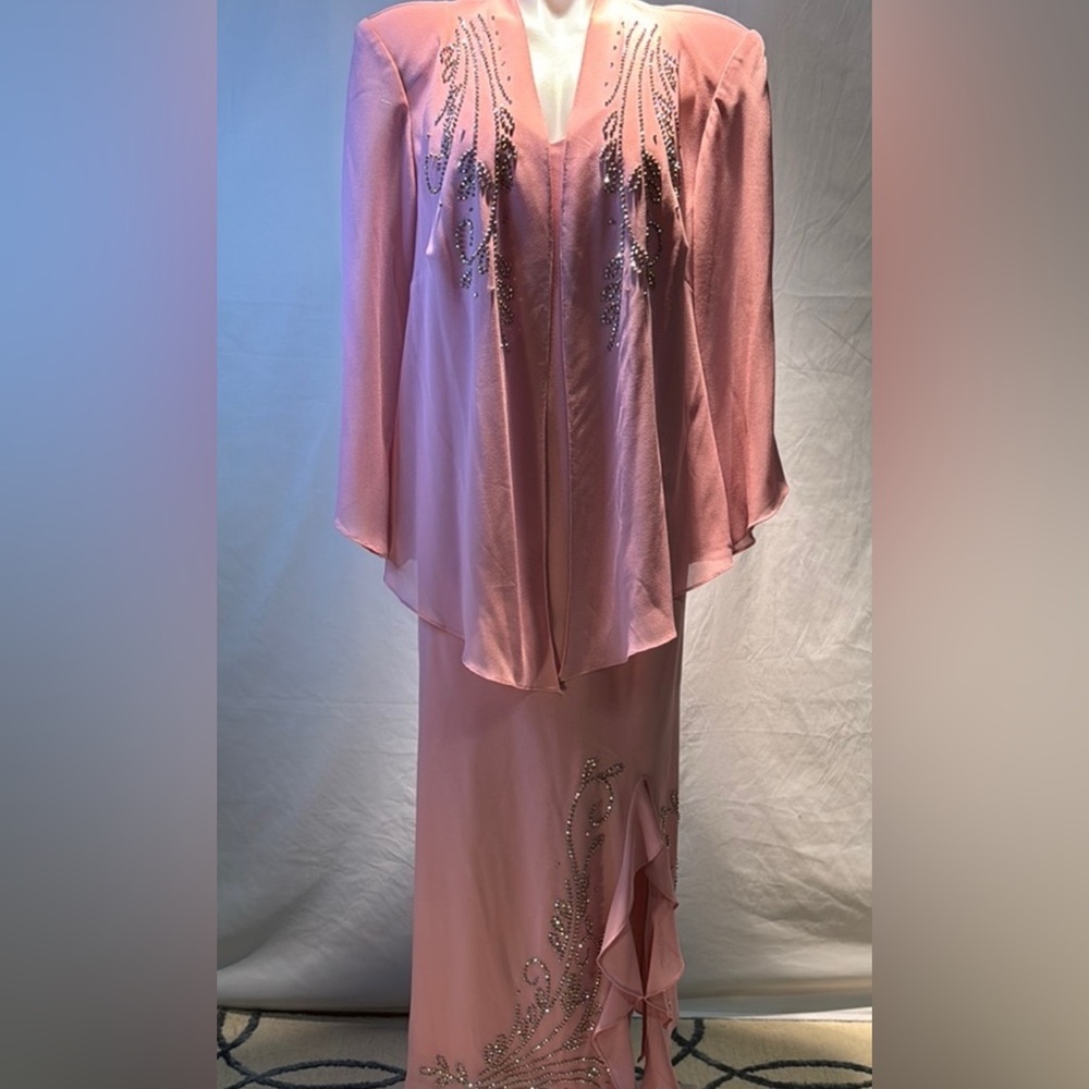 Vintage Elegant R & M Richards Pink Embellished Midi Dress